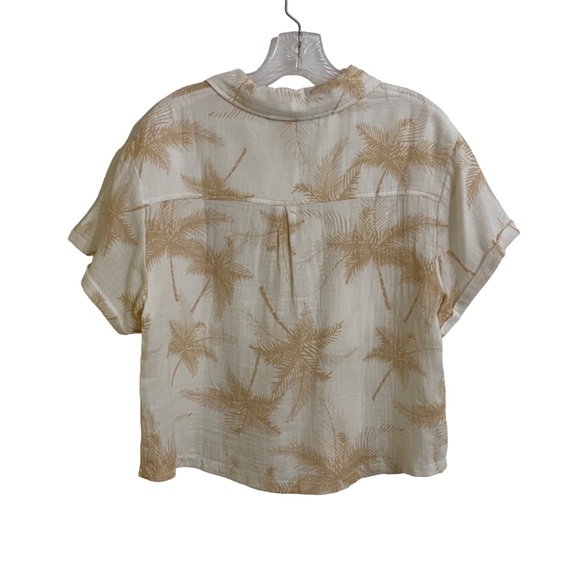 Vintage Havana Woman’s Hawaiian Palm Tree Print Button Down Top W/ Collar, Small - Picture 2 of 4